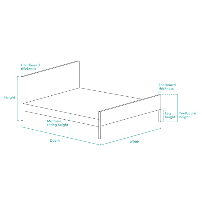 Landon Queen Bed with 2 Kyoto Single Shelf Bedside Table in Walnut - 12