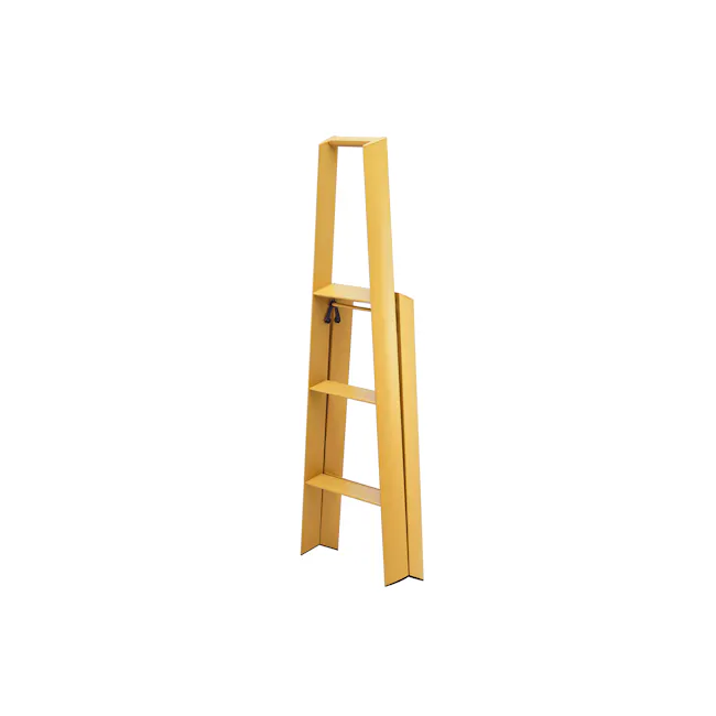Hasegawa Lucano Aluminium 3 Step Ladder - Mustard Yellow - 2 - Golden ladder, minimalist design, modern aesthetic, sturdy