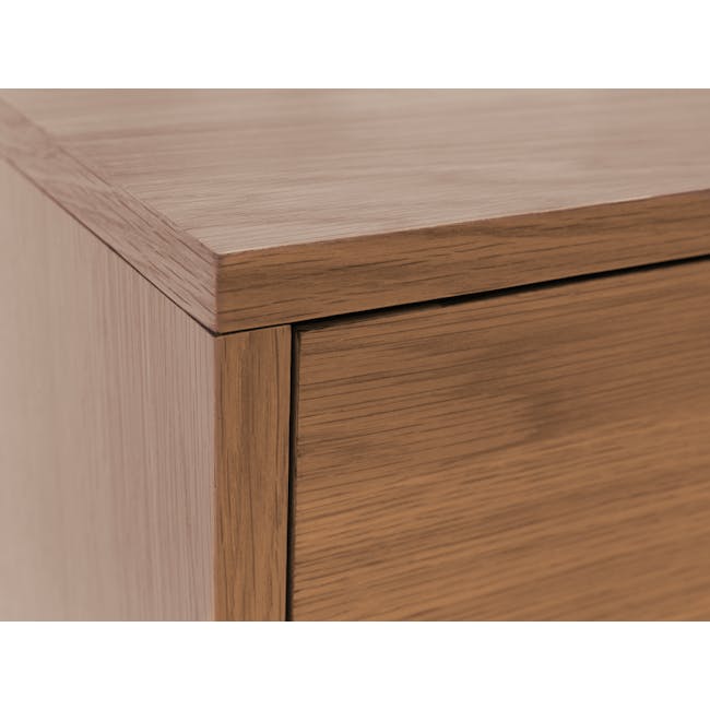 Cassius 2 Drawer Queen Bed in Walnut, Shark Grey with 2 Kyoto Top Drawer Bedside Tables in Walnut - 20