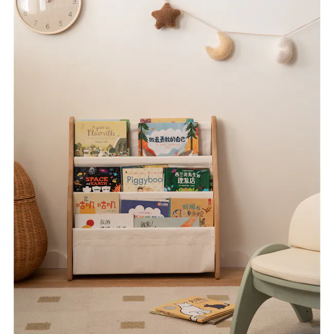 Micah Kids Storage Book Shelf Rack - 3 - Children's bookshelf, children's books, colorful books, children's storytime, cozy