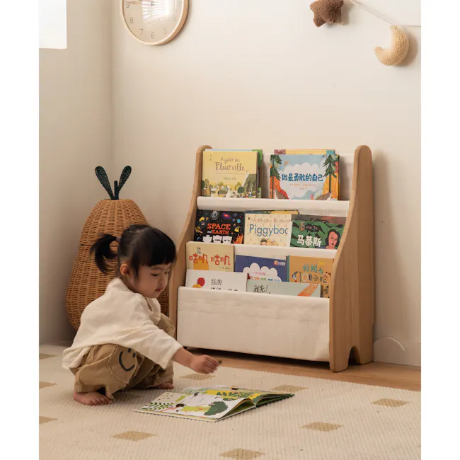 Micah Kids Storage Book Shelf Rack - 5 - Children's bookshelf, children's books, colorful children's books, wooden