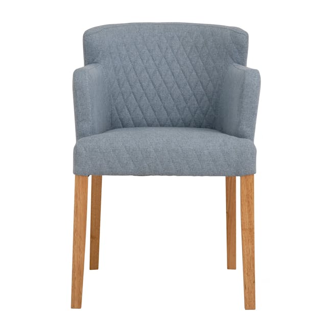 Rhoda Armchair - Oak, Light Blue - 6 - Grey upholstered armchair, wooden legs, textured fabric, modern design, cozy seating