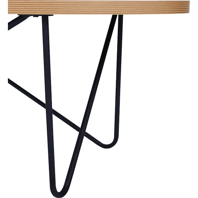 Seifer Coffee Table - 10 - Wooden table with black metal legs, minimalist design, modern aesthetic, sleek lines