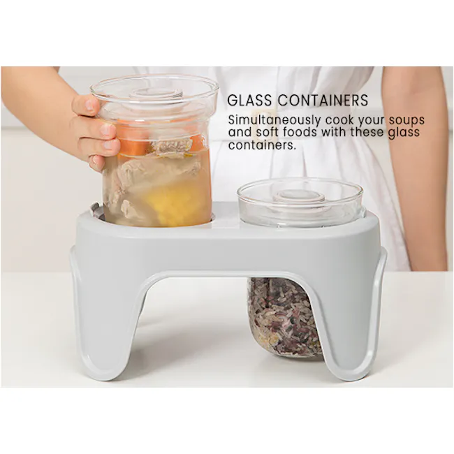 Buydeem 2 Tier Multi Functional Food Steamer - 16 - glass containers, simultaneous cooking, soft foods, kitchen utensil