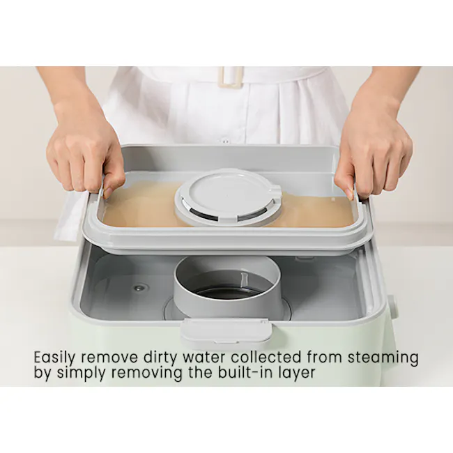 Buydeem 2 Tier Multi Functional Food Steamer - 19 - Steaming, water, collected, lid, built-in, layer, easy, remove, trash