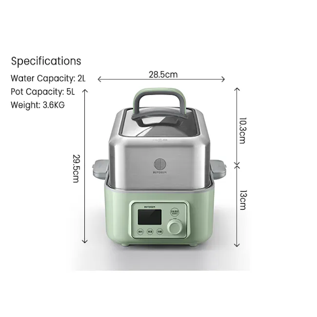 Buydeem 2 Tier Multi Functional Food Steamer - 4 - Electric rice cooker, 2-liter water capacity, 5L pot capacity, 6KG