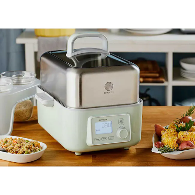 Buydeem 2 Tier Multi Functional Food Steamer - 6 - Electric rice cooker, stainless steel interior, digital display