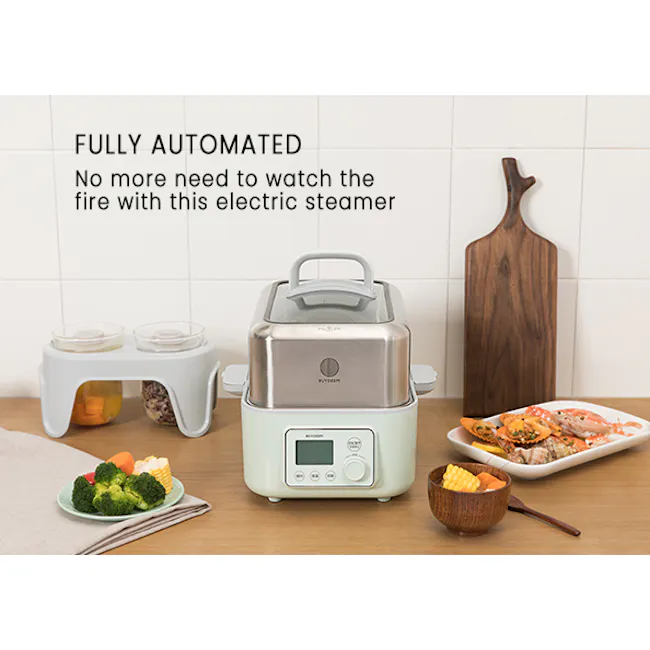 Buydeem 2 Tier Multi Functional Food Steamer - 9 - Electric steamer, fully automated, no more watching fire, stainless