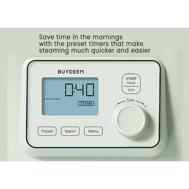 Buydeem 2 Tier Multi Functional Food Steamer - 10 - Mornings timer, preset timers, steam cooking, time-saving, digital
