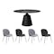 Octavia Round Dining Table 1.35m in Black Diamond (Sintered Stone) with 4 Lennon Dining Chairs in Dark Grey and Elephant - 0