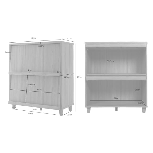 Jael 2 Door Cabinet with Flapdoors 0.8m - Oak - 11