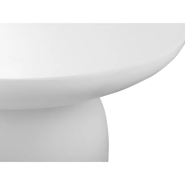 Veronica Concrete Round Coffee Table - Ivory - 2 - White, modern, sleek, minimalist, oval-shaped, smooth, glossy finish