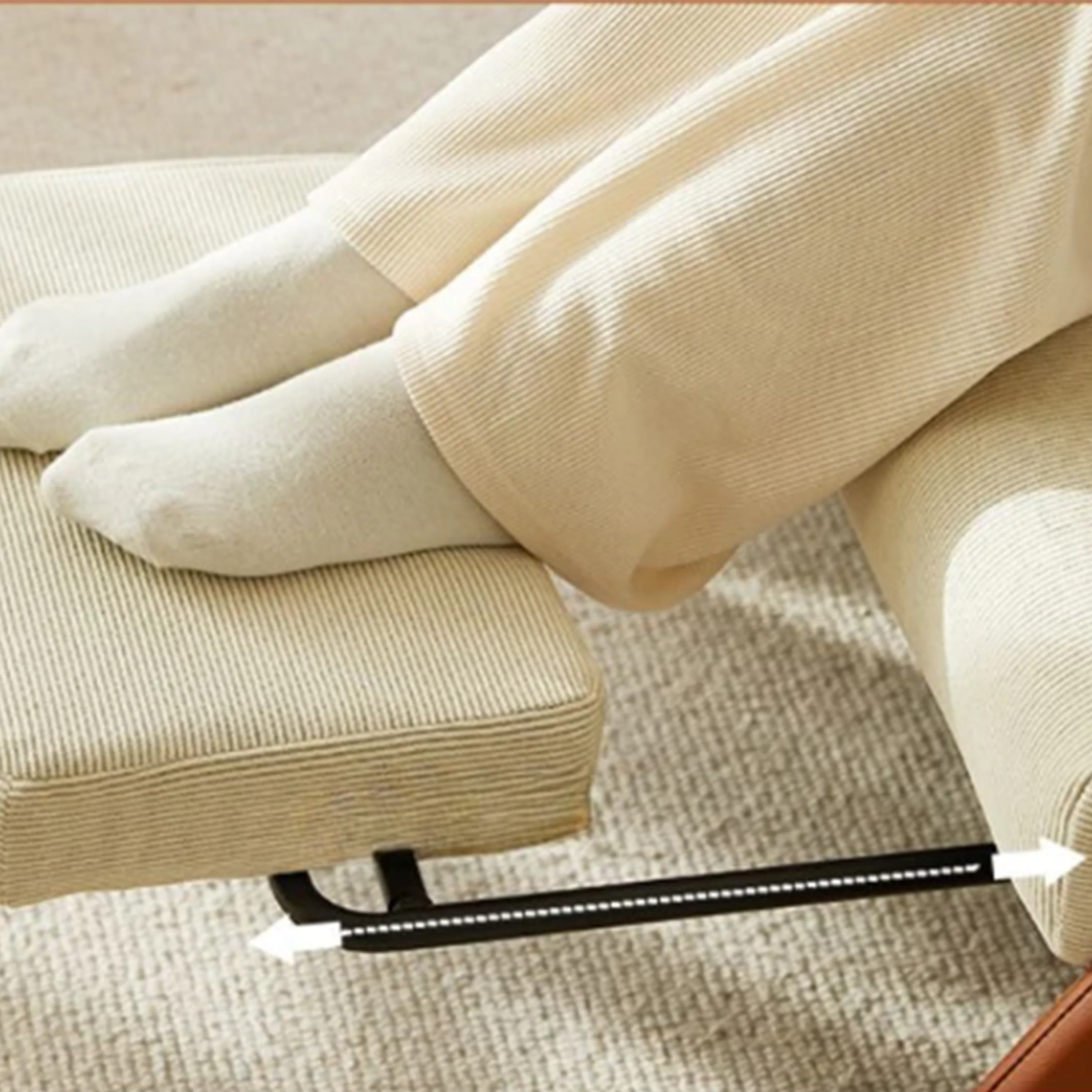 Anisa Adjustable Rocking Lounge Chair with Footrest  - Brown - 10 - Comfortable seating with cream-colored fabric, Matching