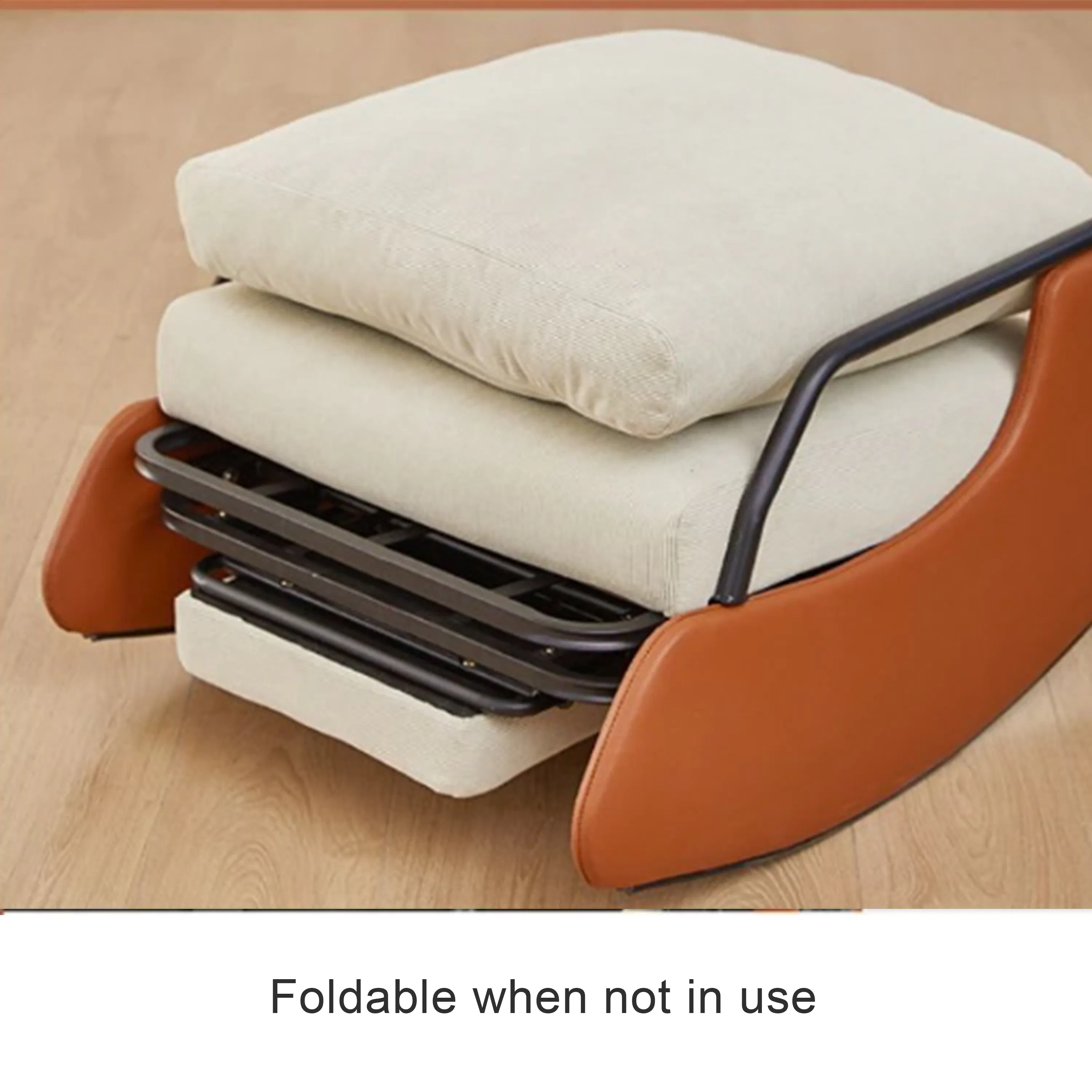 Anisa Adjustable Rocking Lounge Chair with Footrest  - Brown - 11 - Foldable cushion, stacked pillows, minimalist design