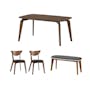 Acker Dining Table 1.5m with Harold Bench 1m and 2 Harold Dining Chair in Seal - 0