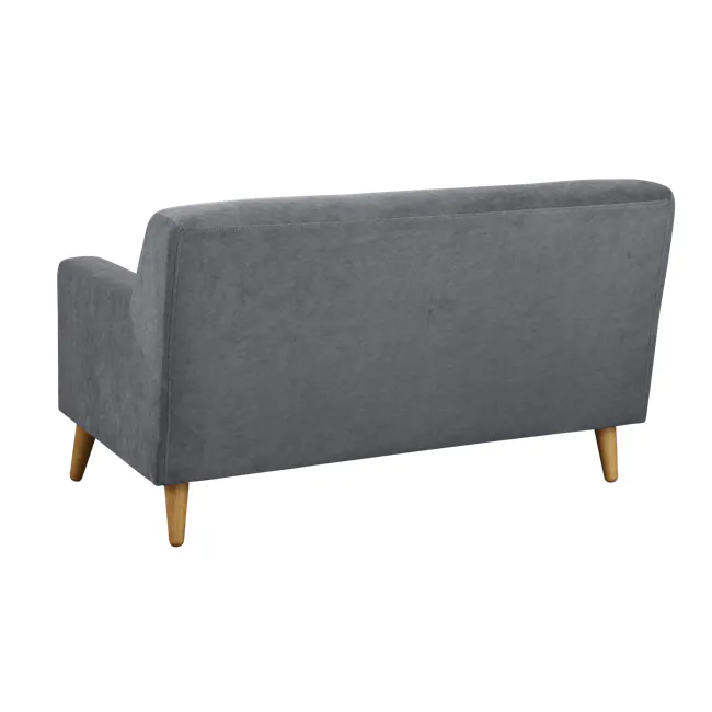 Damien 2 Seater Sofa - Dark Grey (Scratch Resistant) - 4 - Grey upholstered sofa with wooden legs, minimalist design, soft