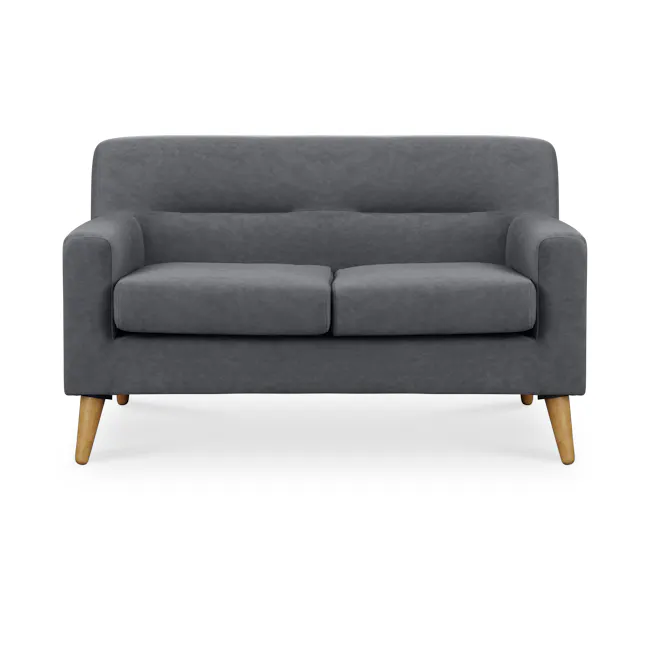 Damien 2 Seater Sofa with Damien Armchair - Dark Grey (Scratch Resistant Fabric) - 8 - Grey upholstered sofa, wooden legs