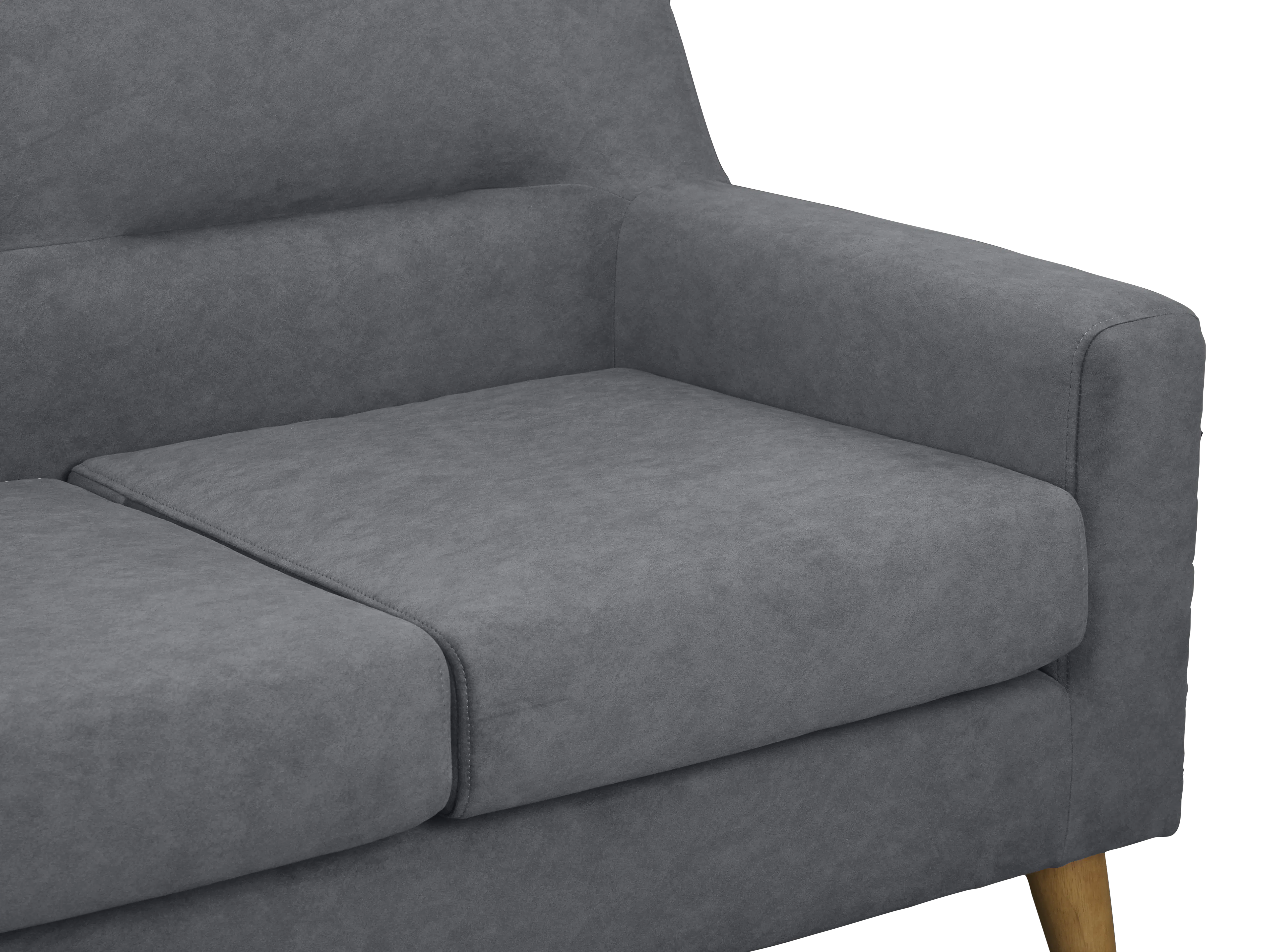 Damien 3 Seater Sofa with Damien 2 Seater Sofa - Dark Grey (Scratch Resistant Fabric) - 13 - Grey upholstered armchair