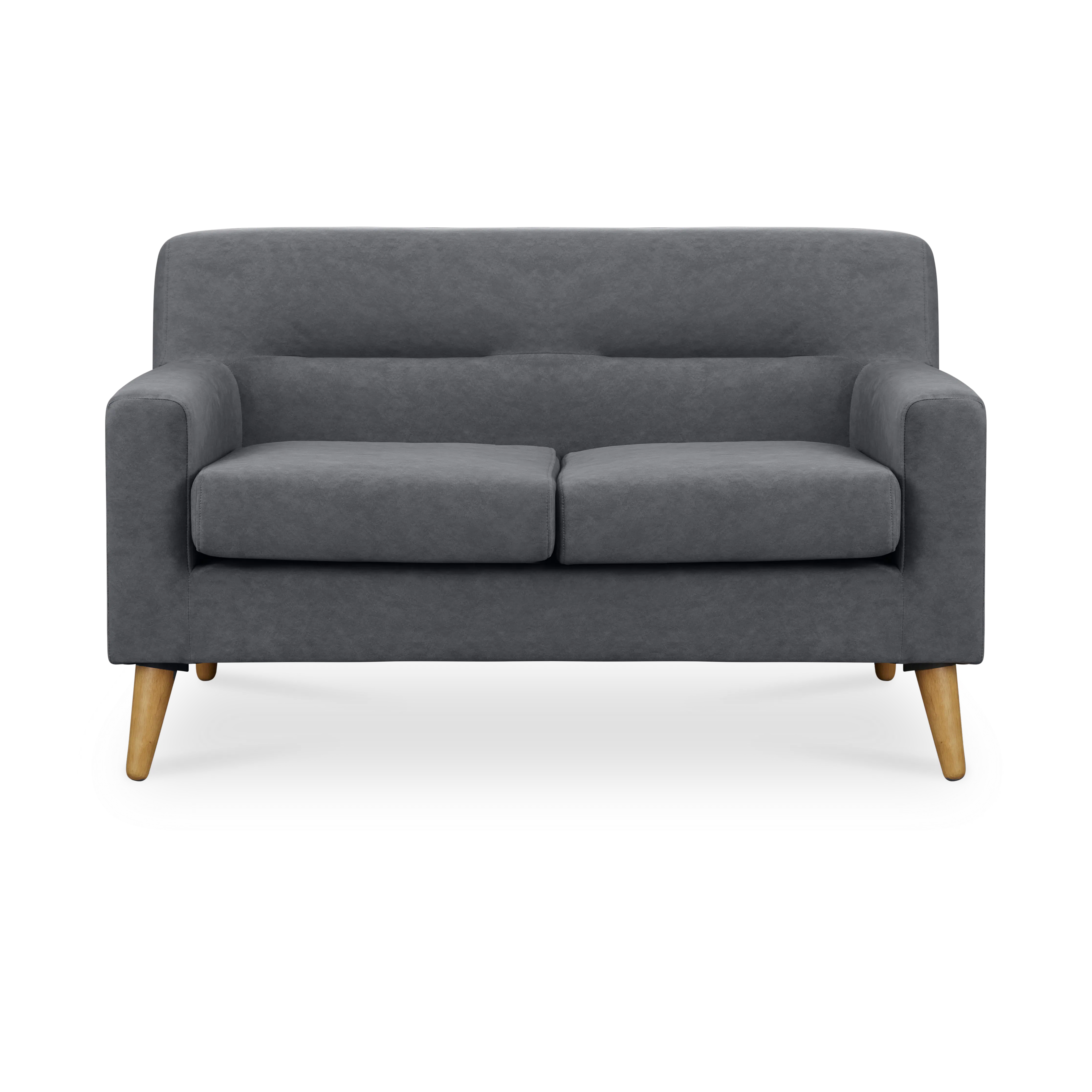 Damien 3 Seater Sofa with Damien 2 Seater Sofa - Dark Grey (Scratch Resistant Fabric) - 14 - Grey upholstered sofa, wooden
