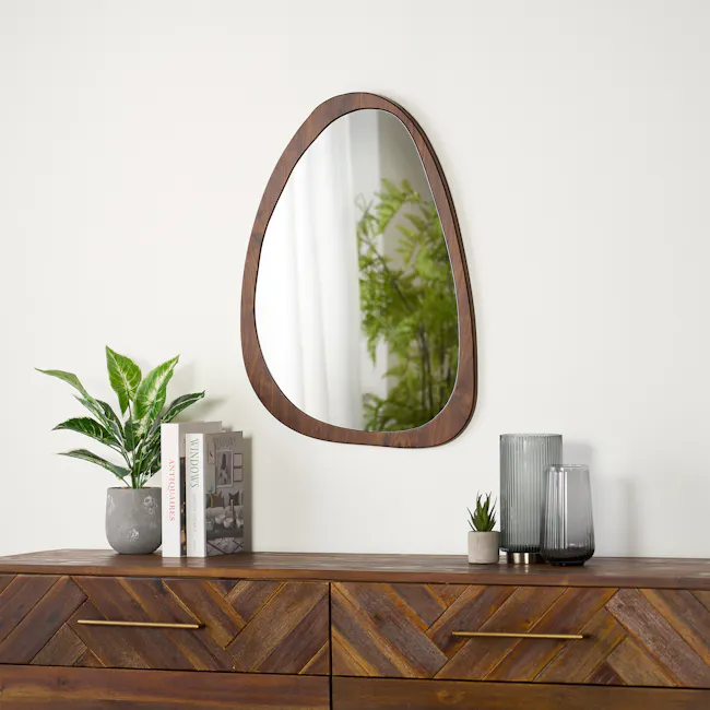 (As-is) Sandy Irregular Wooden Frame Mirror - Walnut - 1 - 5