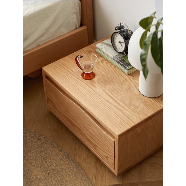 Elias Low Bedside Table - 15 - Wooden nightstand, bedside table, wooden furniture, wooden floor, wooden drawer, wooden