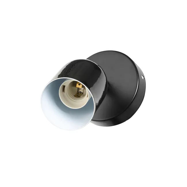 Hetta Wall Light - Black - 5 - Black and white circular object, metallic and plastic components, interior view, reflective