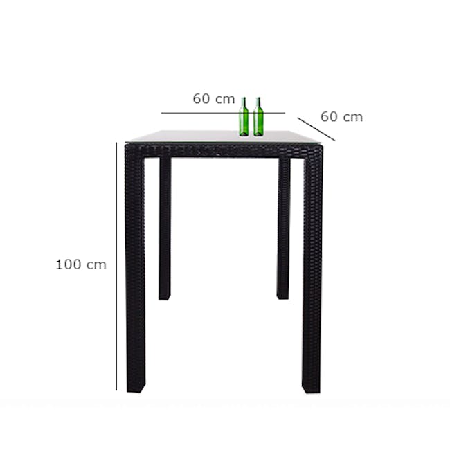 Midas 4 Chair Bar Set - Grey Cushion - 7 - Table with black frame, 100 cm height, 60 cm wide, 60 cm height of two green