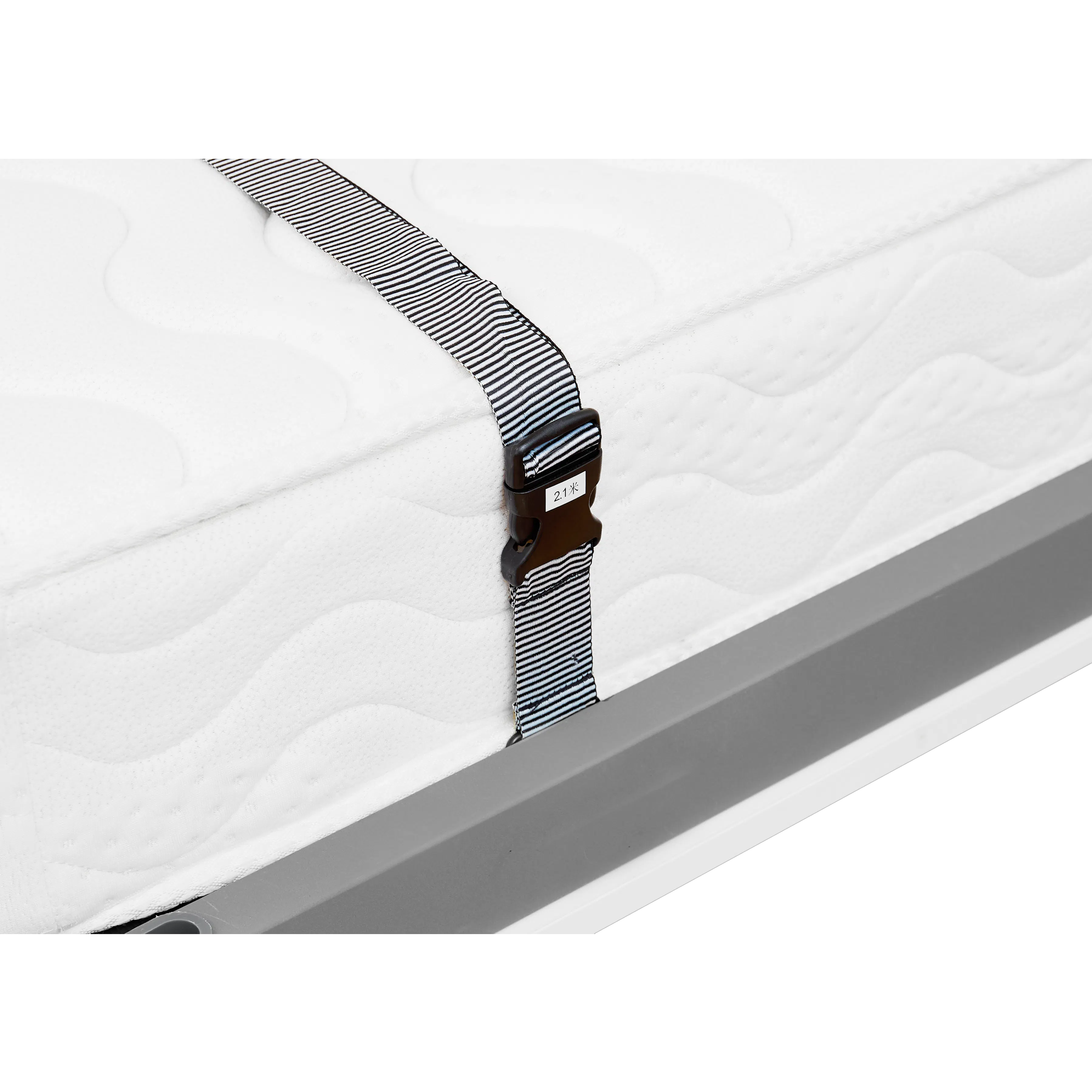 Llyod Super Single Vertical Wall Bed - White - 13 - striped mattress cover, black and white striped, adjustable strap