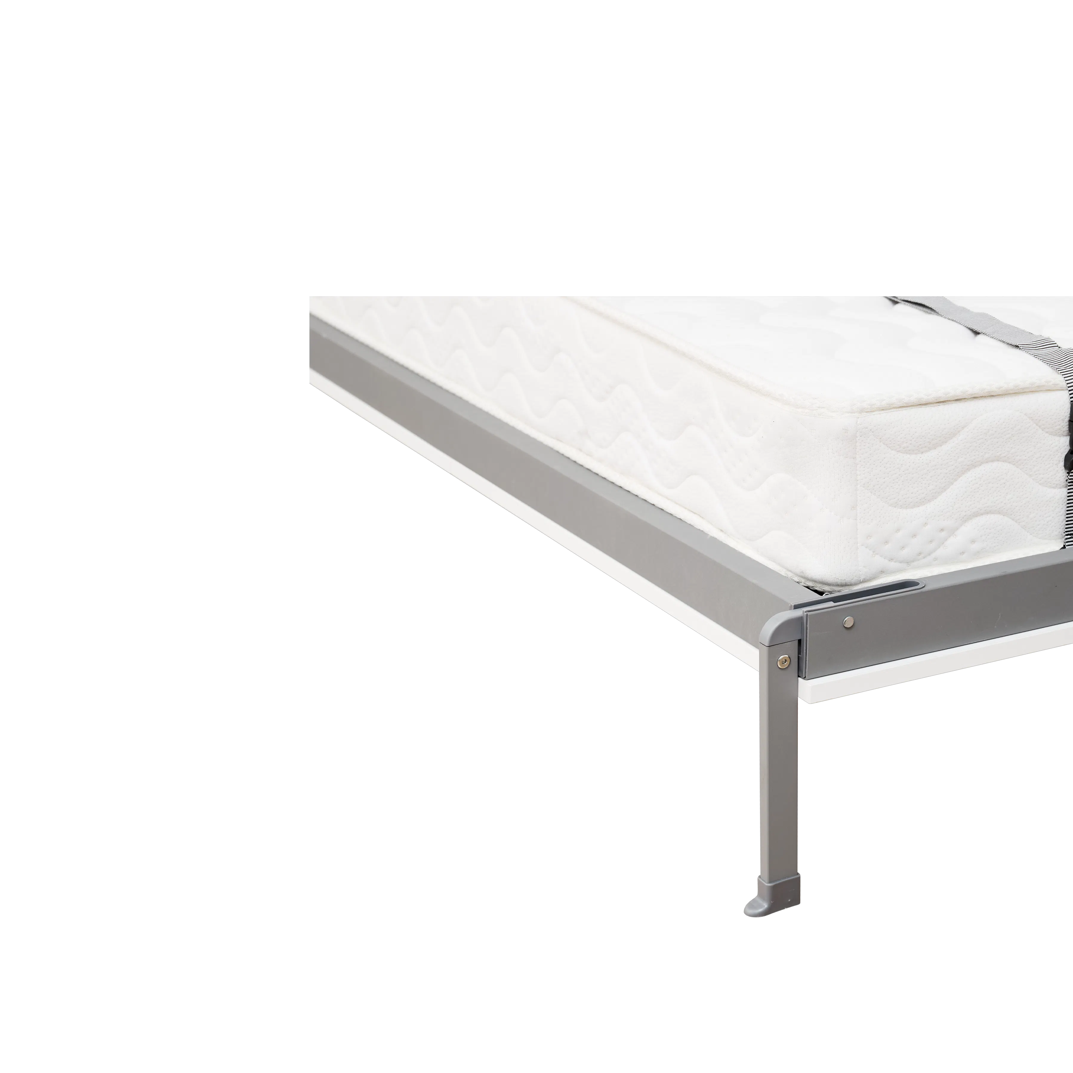 Llyod Super Single Vertical Wall Bed - White - 15 - White mattress with wavy pattern, metal frame, ergonomic design