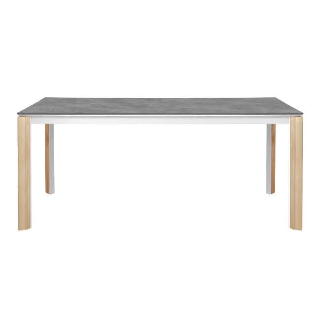 Nelson Dining Table 2m - Concrete Grey (Sintered Stone) - 3 - Modern minimalist table, sleek design, wooden legs, gray