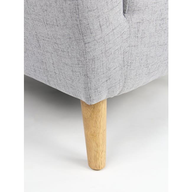 Hana 3 Seater Sofa - Light Grey - 12 - Light gray fabric, wooden leg, rustic charm, natural wood grain, soft texture, cozy