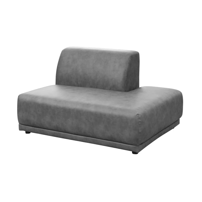 Milan 3 Seater Extended Sofa - Lead Grey (Faux Leather) - 3
