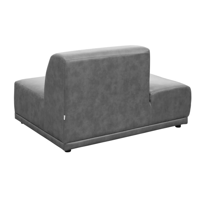 Milan 3 Seater Extended Sofa - Lead Grey (Faux Leather) - 4