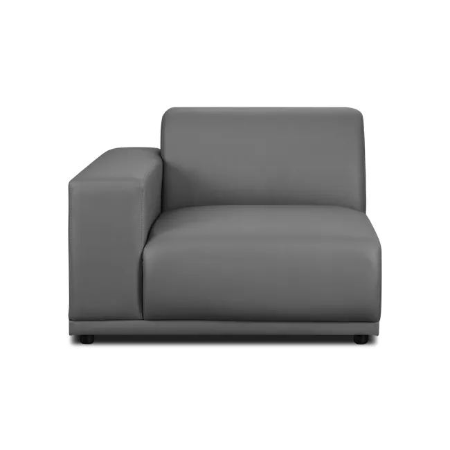 Milan 3 Seater Sofa with Ottoman - Smokey Grey (Faux Leather) - 5 - Grey leather sofa, modern design, comfortable seating