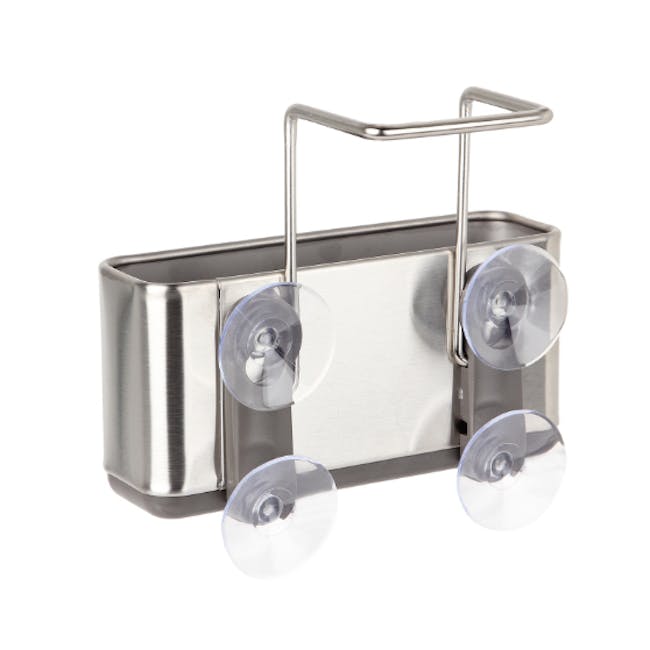 simplehuman Slim Sink Caddy - 6 - Silver metallic toaster with handle, transparent discs, four discs, clear design