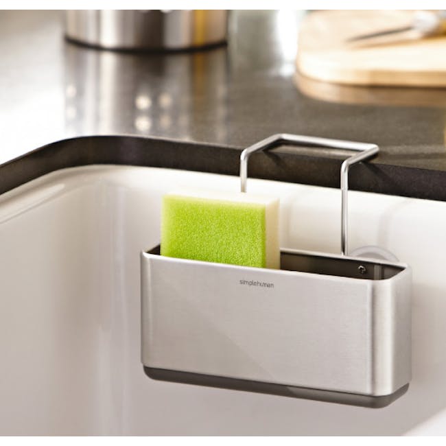 simplehuman Slim Sink Caddy - 3 - smart sink holder, stainless steel holder, modern kitchen, kitchen accessories, dish soap