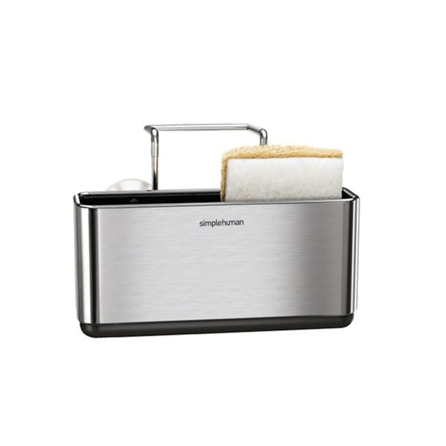 simplehuman Slim Sink Caddy - 1 - Silver stainless steel kitchen utensil holder, simplehuman brand, stainless steel finish