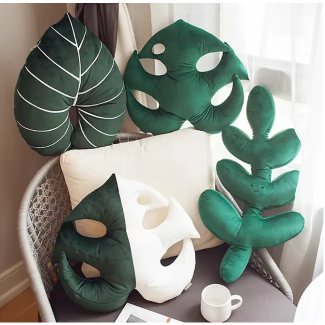 Philodendron Leaf Plush Cushion - 5