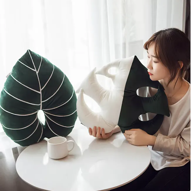 Philodendron Leaf Plush Cushion - 4