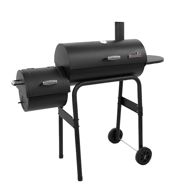 Char-Broil American Gourmet 430 Offset Smoker BBQ Charcoal Grill - 6 - Black charcoal grill with dual burners, black metal
