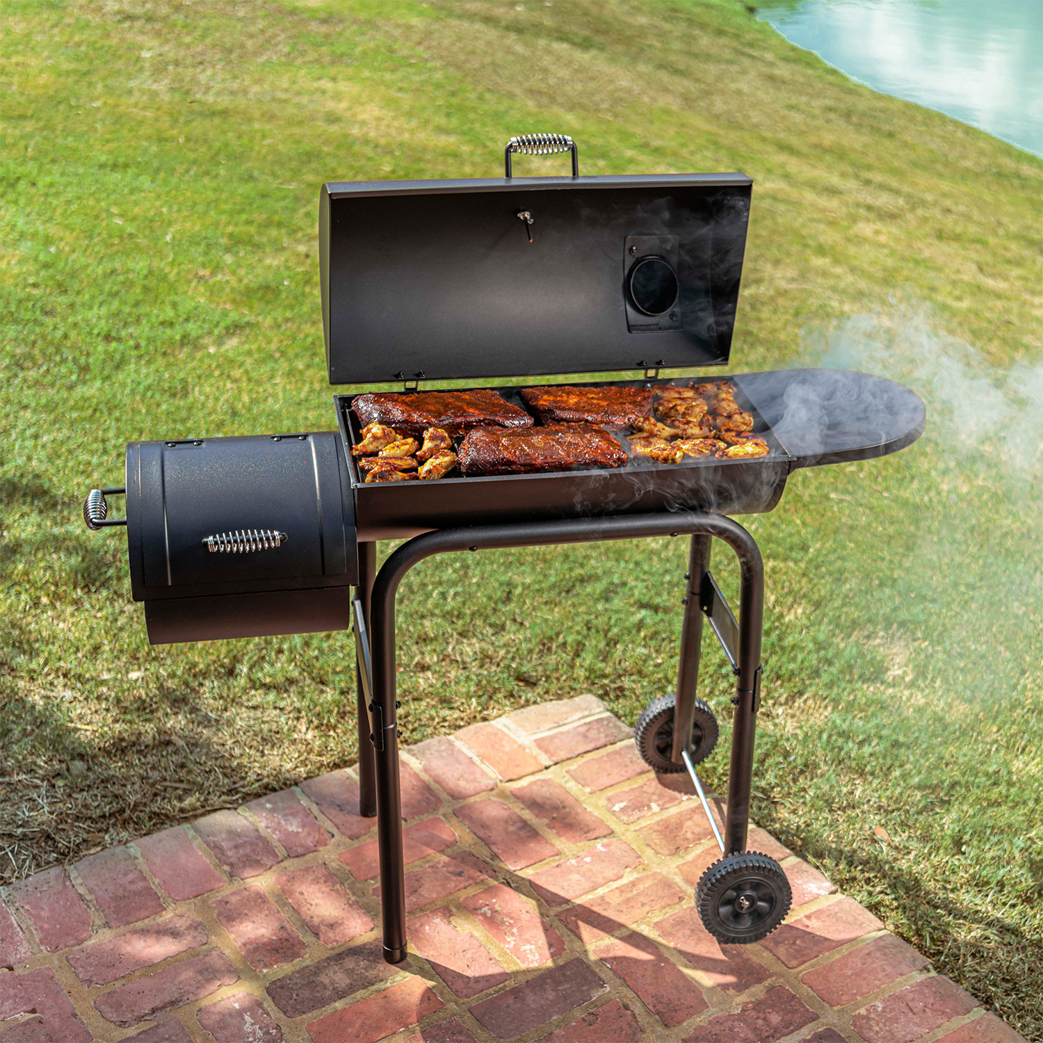 バーベキュー・調理用品 CHAR-BROIL 430 OFFSET SMOKER Char-Broil American Gourmet 430 Offset Smoker BBQ Charcoal