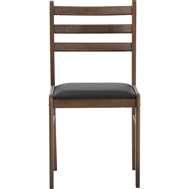 Wald Dining Table 1.1m with 4 Wald Chairs - Cocoa - 10 - Wooden chair with dark cushion, wooden frame, black cushion, wooden