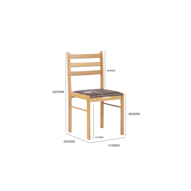 Wald Dining Table 1.1m with 4 Wald Chairs - Cocoa - 7 - Wooden chair, 480mm seat, 410mm backrest, 370mm legs, 405mm height