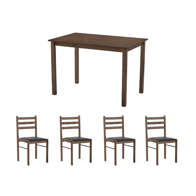 Wald Dining Table 1.1m with 4 Wald Chairs - Cocoa - 0