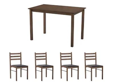 Wald Dining Table 1.1m with 4 Wald Chairs - Cocoa