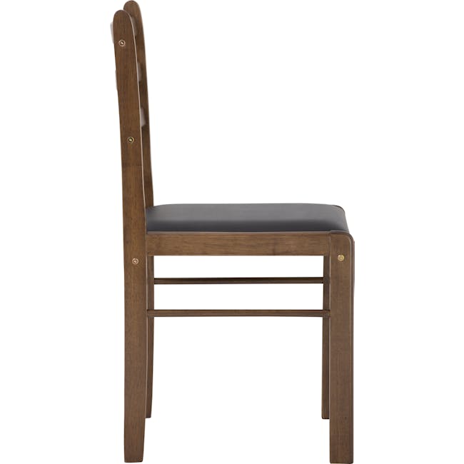 Wald Dining Table 1.1m with 4 Wald Chairs - Cocoa - 11 - Wooden chair with metal legs, dark cushioned seat, polished finish