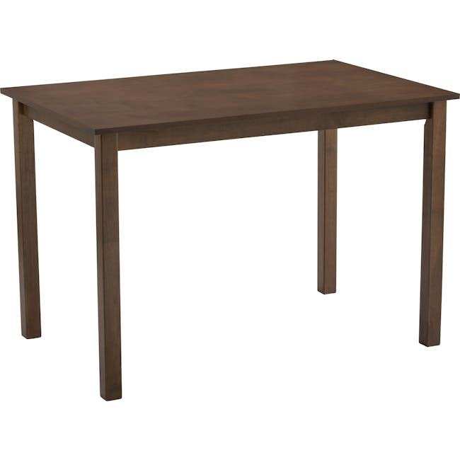 Wald Dining Table 1.1m with 4 Wald Chairs - Cocoa - 9 - Dark wood table, minimalist design, rectangular shape, sturdy legs