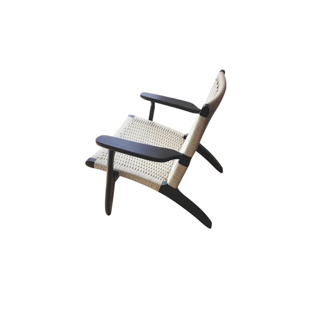 Gretta Rattan Lounge Chair - Black Ash - 6 - Wicker chair with black metal frame, natural wood finish, ergonomic design