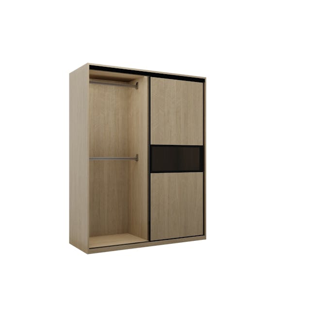 Lorren Sliding Door Wardrobe 2 with Glass Panel - Herringbone Oak - 6