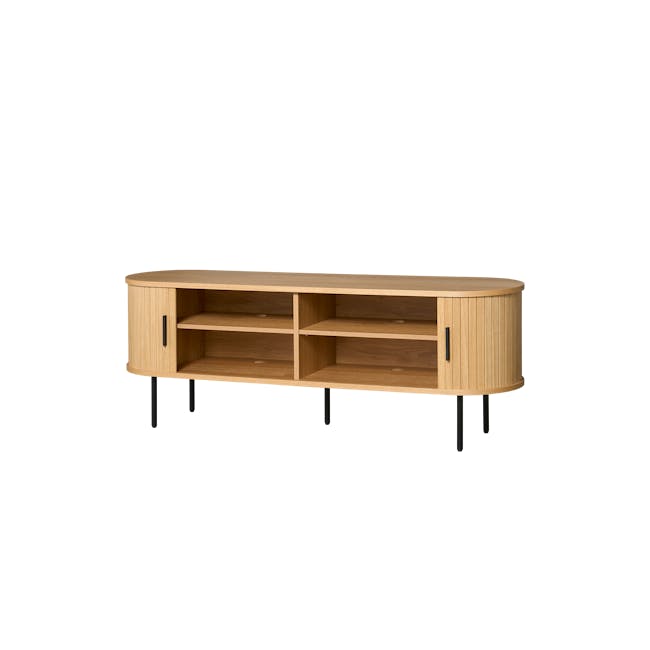 Nola TV Console 1.5m - Oak - 7 - Wooden, modern, minimalist, round, shelf, open, empty, cabinet, sideboard, sleek